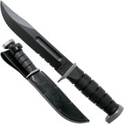 KA-BAR D2 Extreme Fighting Knife 1283, serrated blade, Kraton handle, lederen schede