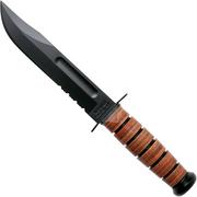 KA-BAR USMC 5018 teilweise Wellenschliff, Leder, Kunststoffetui