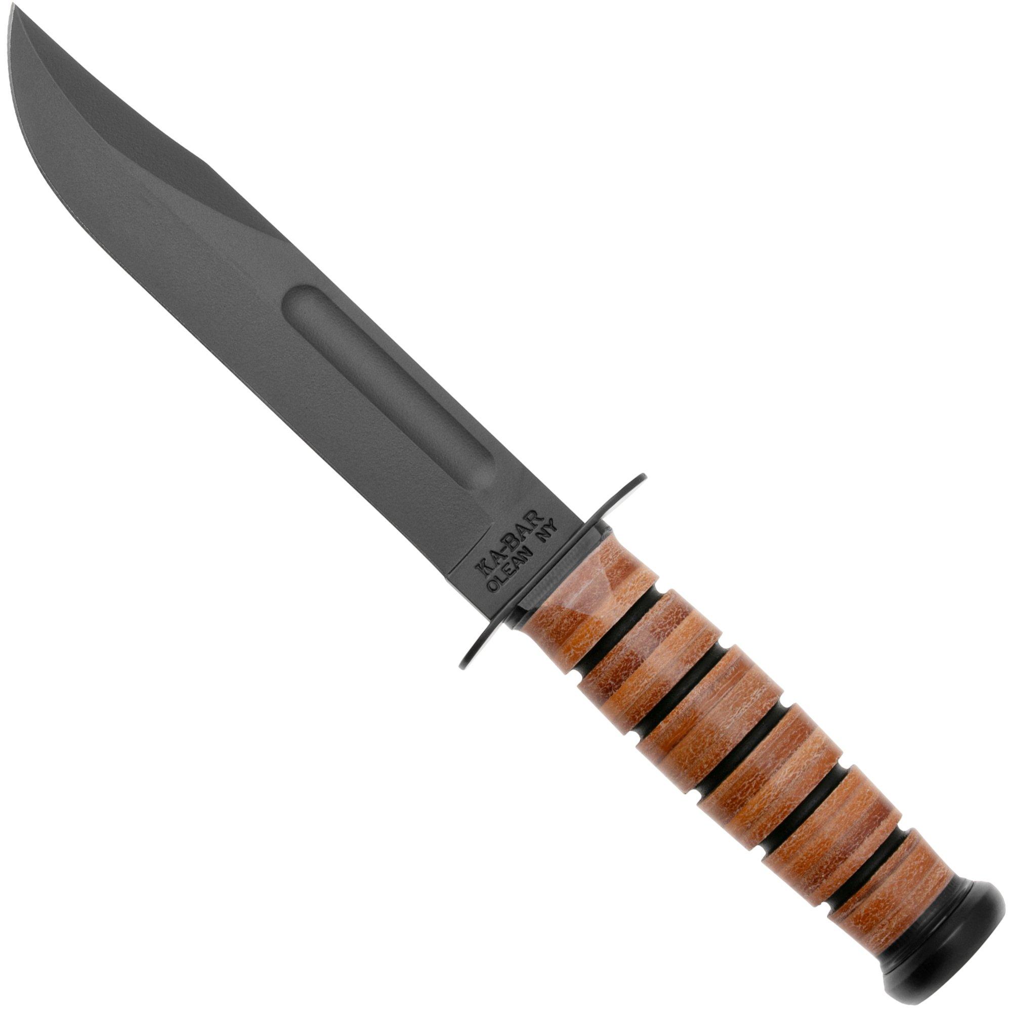 KA-BAR U.S. Army Knife 5020 Plain Edge, Leather, FRN foedraal, survivalmes