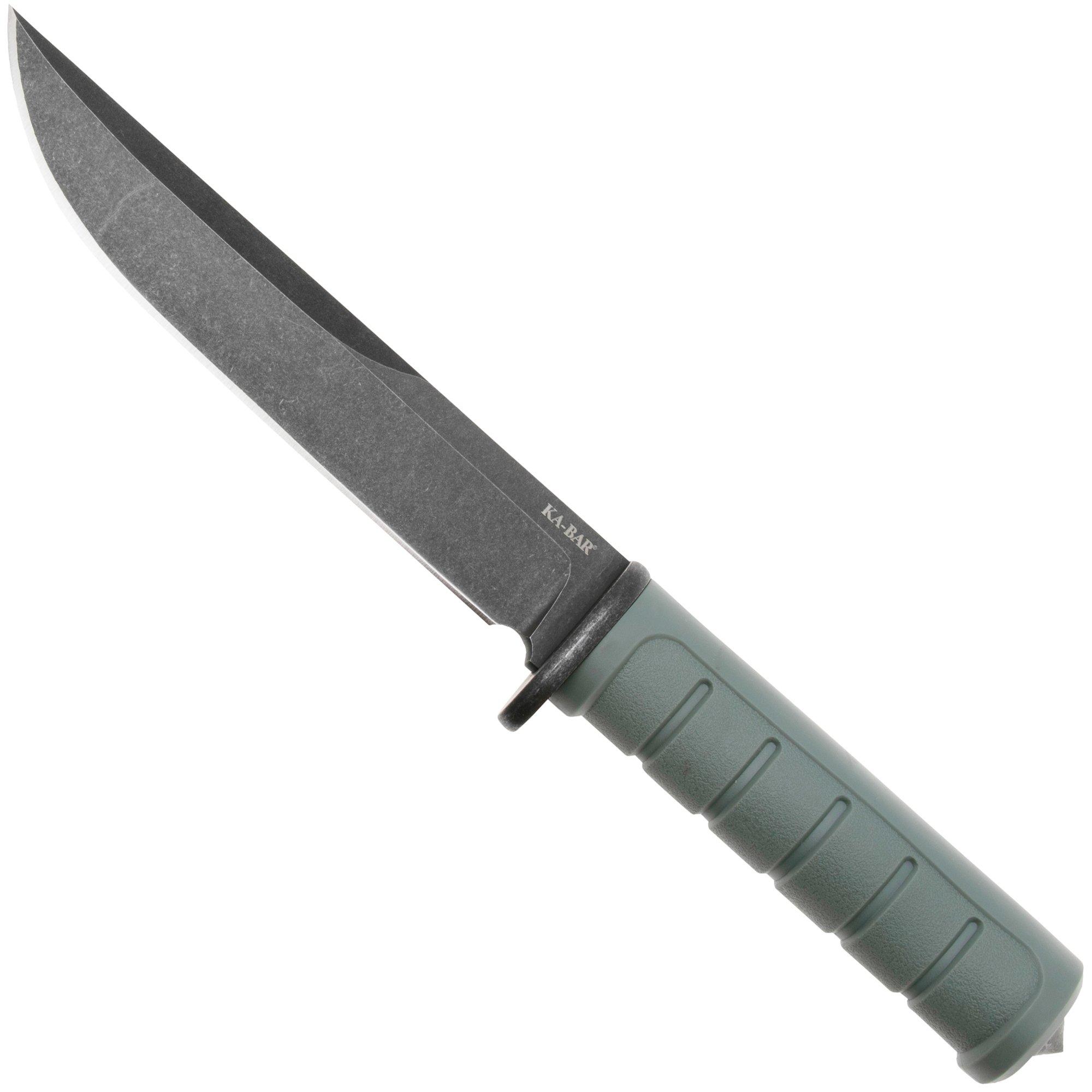 Nóż z głownią stałą KA-BAR Dust I 6100, Blackwashed D2, Grey-Green GFN