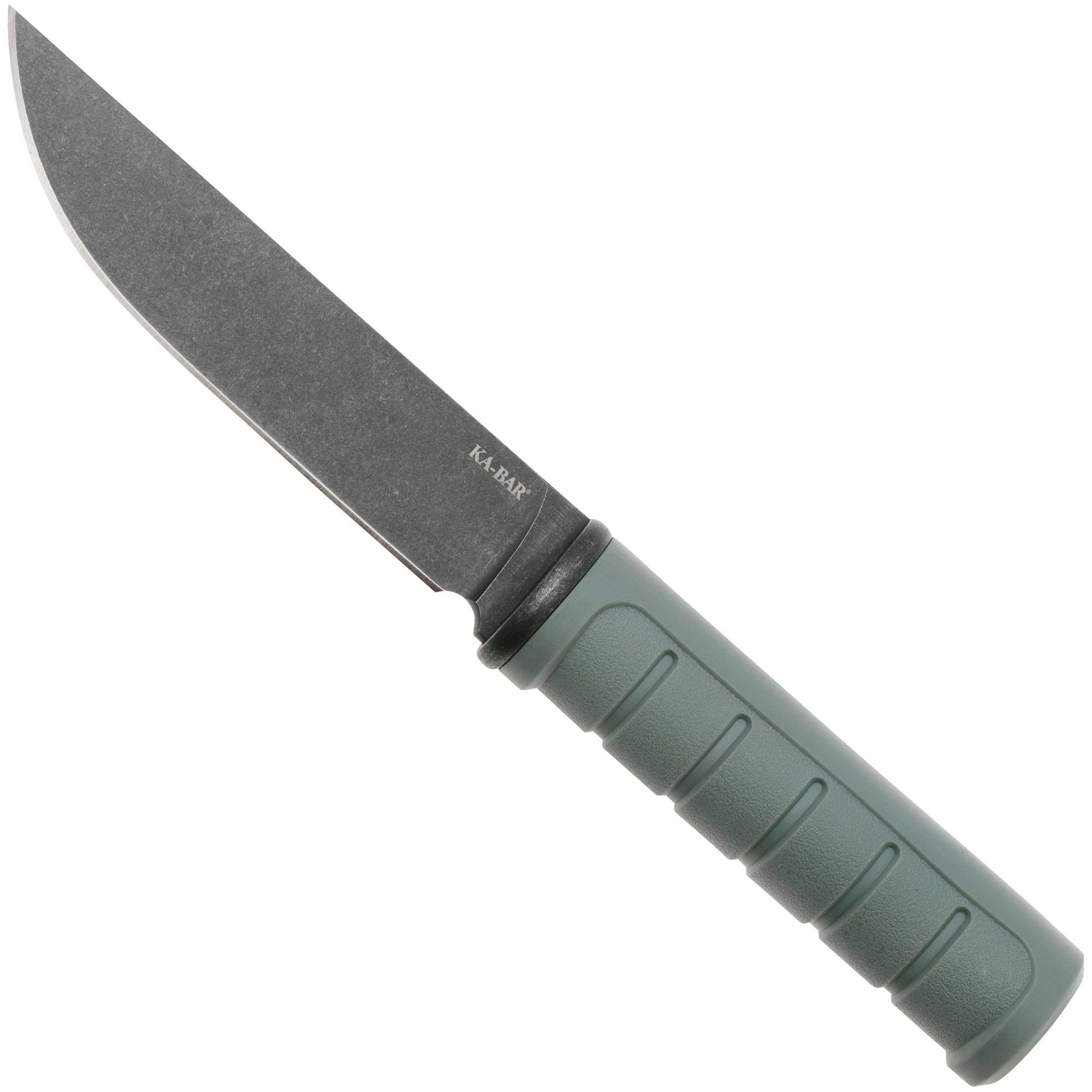 KA-BAR Dust II 6101, Blackwashed D2, Grey-Green GFN, Fahrtenmesser