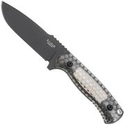 Afbeelding voor KA-BAR Cool Name 7700, Black 1095 Cro-Van Drop Point, Transparent Honeycomb Smoke Polycarbonate, vaststaand mes, Les George design