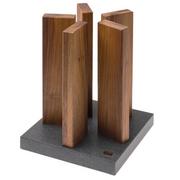 Kai Stonehenge magnetic knife block, granite/walnut, STH-4