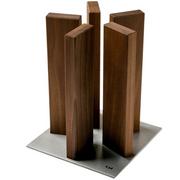  Kai Stonehenge magnetic knife block, steel/walnut wood, STH-5