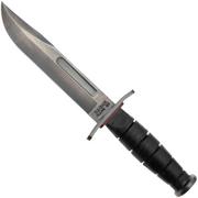 KA-BAR State & Union USMC Red Spacer SU6417, Gun Blued 1095CV, Stacked Leather, fixed knife