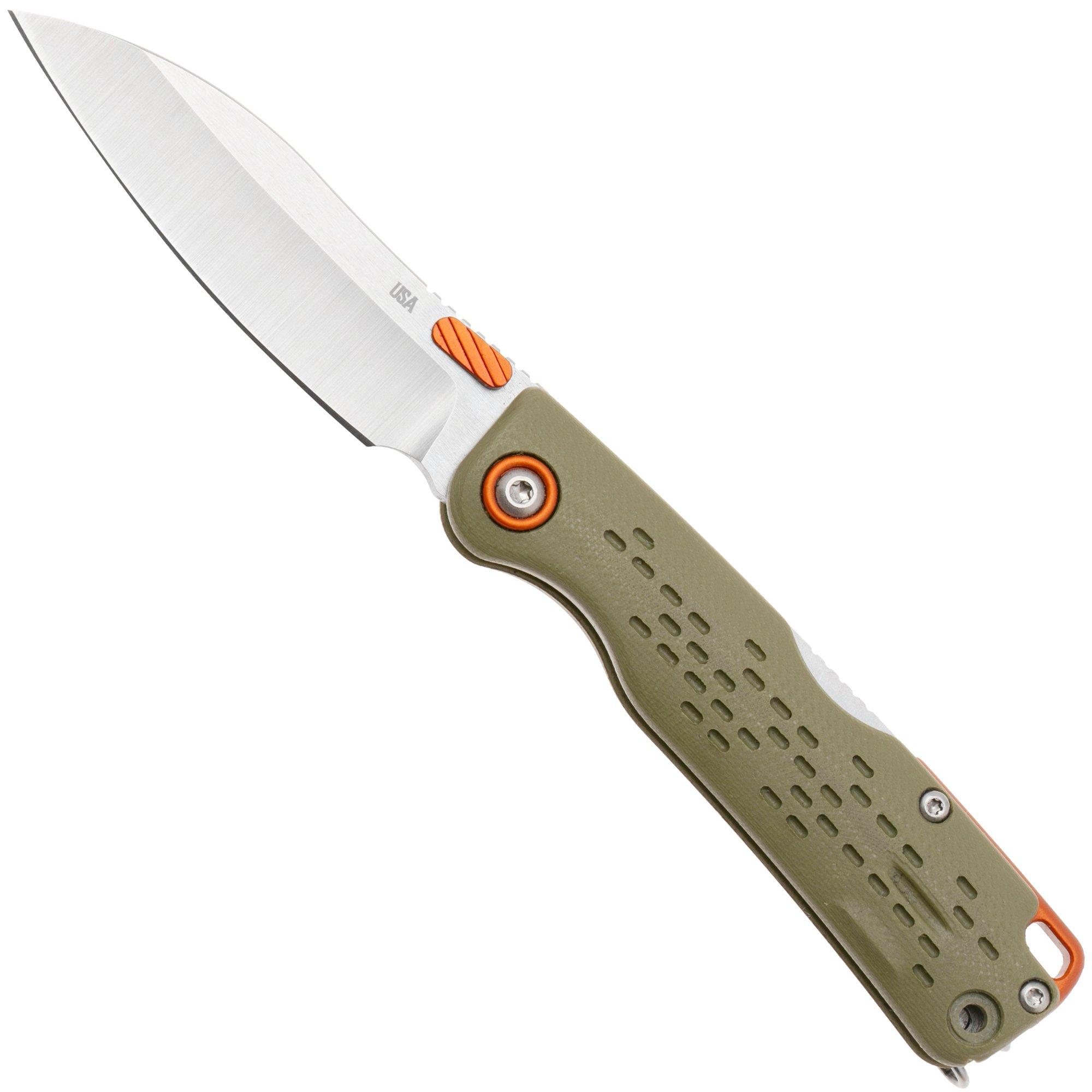 Nóż składany KA-BAR State & Union F01 SUF01OD, Satin S35VN, Olive Drab G10, Orange Aluminum Hardware