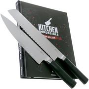 Kai Tim Malzer Kamagata Monster Set TMK-CB22, conjunto de facas 2-peças, faca de chef e faca para pão + livro de receitas