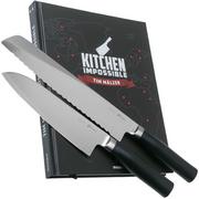 Kai Tim Malzer Kamagata Monster Set TMK-SB22, Juego de cuchillos de 2 piezas santoku y cuchillo de pan + libro de cocina