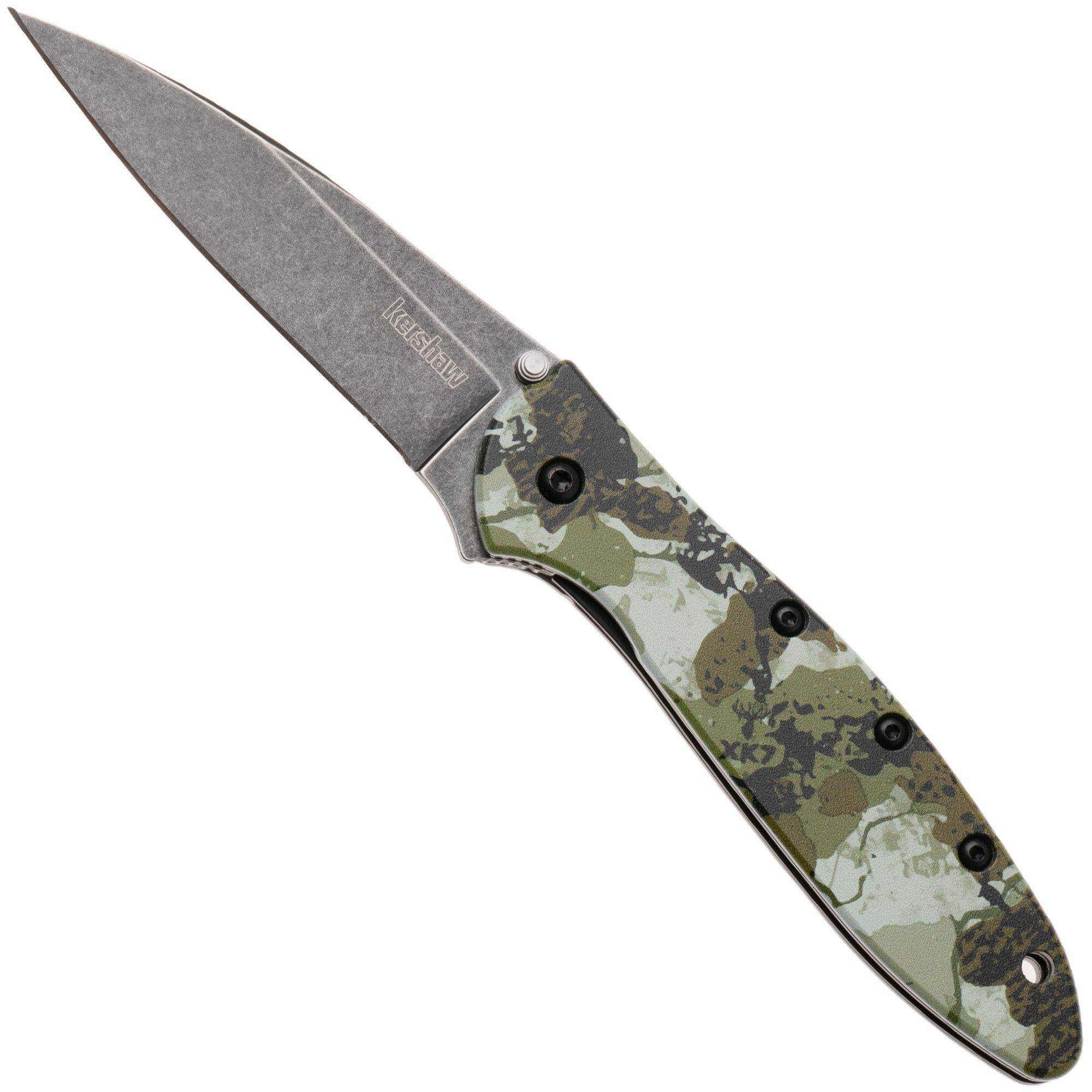 Kershaw Leek Kings Camo 1660KC BlackWash 14C28N, Aluminum Custom CCI Coating, assisted zakmes