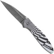 Afbeelding voor Kershaw Leek Swirl 1660SWIRL, Blackwashed 14C28N,  Black/White Aluminum zakmes, Ken Onion design