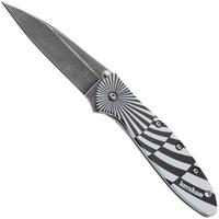 Afbeelding voor Kershaw Leek Swirl 1660SWIRL, Blackwashed 14C28N,  Black/White Aluminum zakmes, Ken Onion design