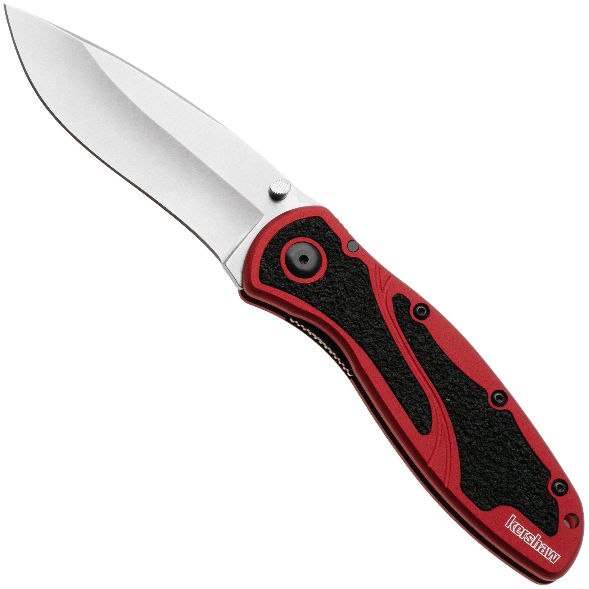 Kershaw Blur 1670RDSW, Stonewashed 14C28N, Red Aluminum pocket knife, Ken Onion design