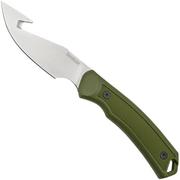 Kershaw Deschutes Skinner Gut Hook 1883GH, D2, Olive Green Rubber, hunting knife