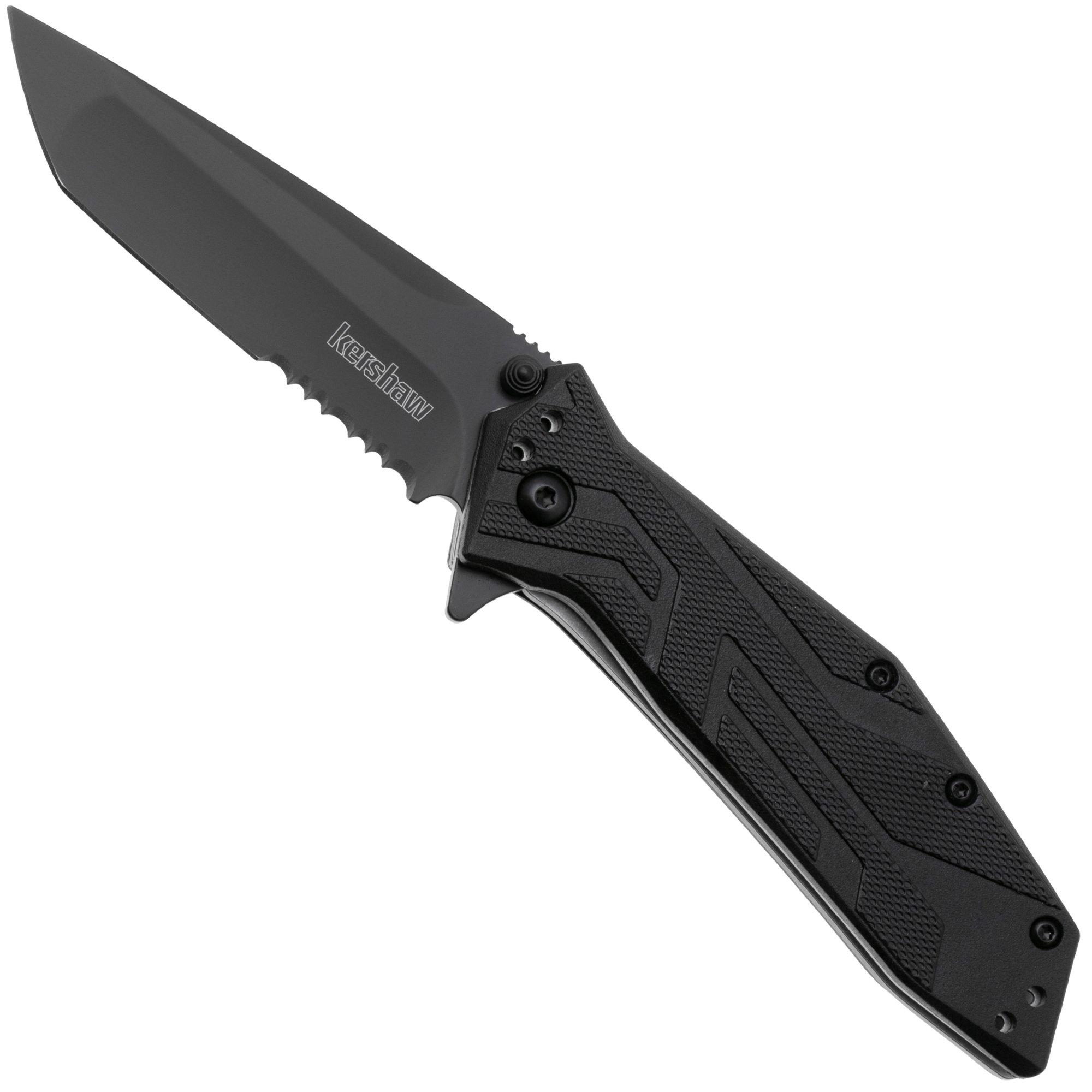 Kershaw Brawler Serrated 1990ST Black Oxide 8Cr13MoV, Black FRN, pocket knife