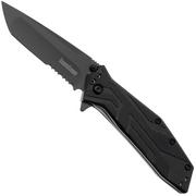 Kershaw Brawler Serrated 1990ST Black Oxide 8Cr13MoV, Black FRN, zakmes