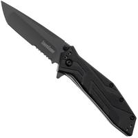 Immagine per Kershaw Brawler Serrated 1990ST Black Oxide 8Cr13MoV, Black FRN, coltello da tasca