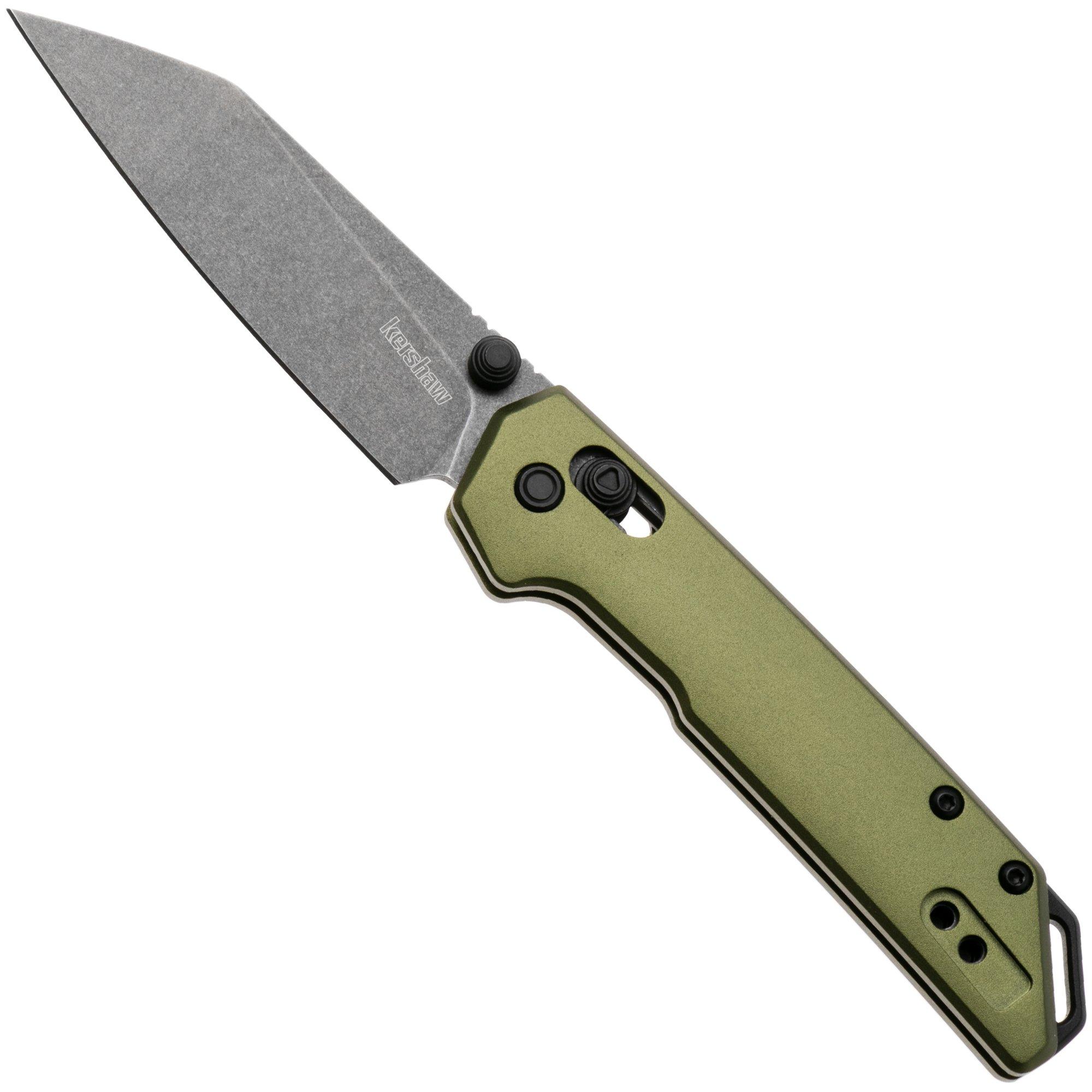 Nóż składany Kershaw Mini Iridium 2051ROLBW, Blackwashed D2 Reverse Tanto, OD Green Aluminum