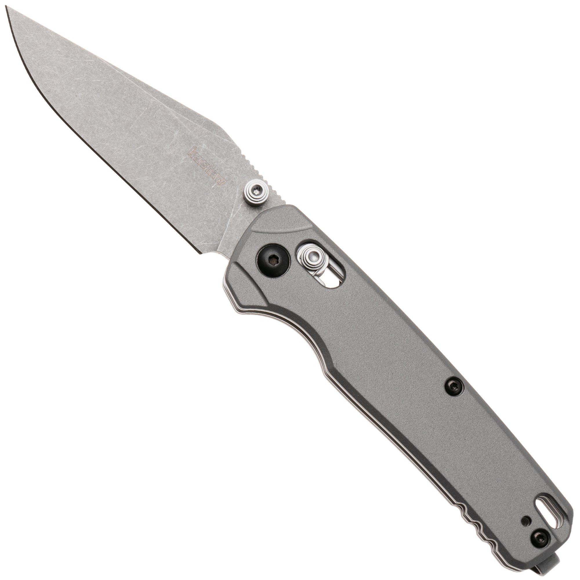 Kershaw Bel Air 6106GRY, Stonewashed CPM MagnaCut Clip Point, Grey Aluminum pocket knife