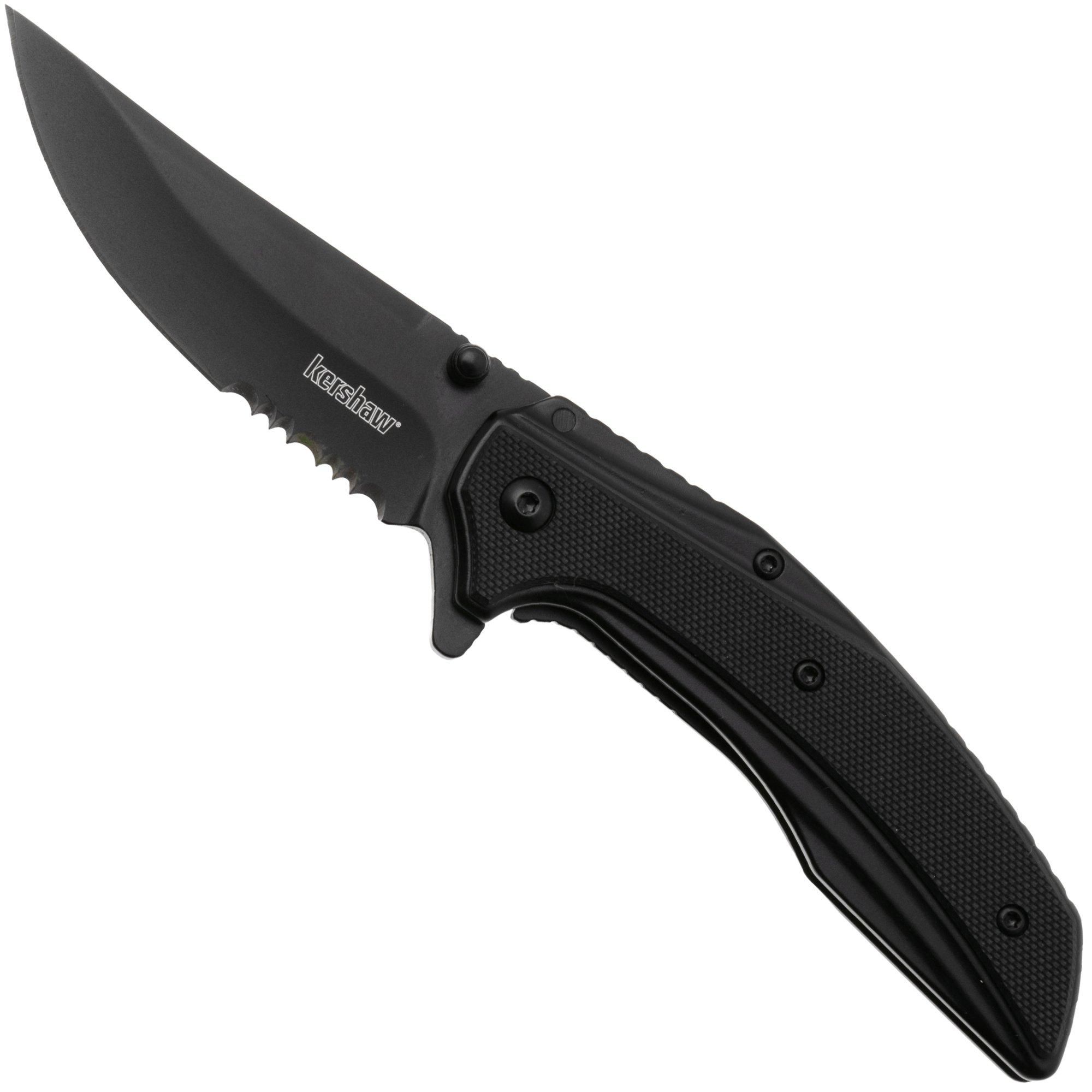 Kershaw Outright 8320BLST Black PVD Serrated 8Cr13MoV, Black PVD G10 overlay, pocket knife