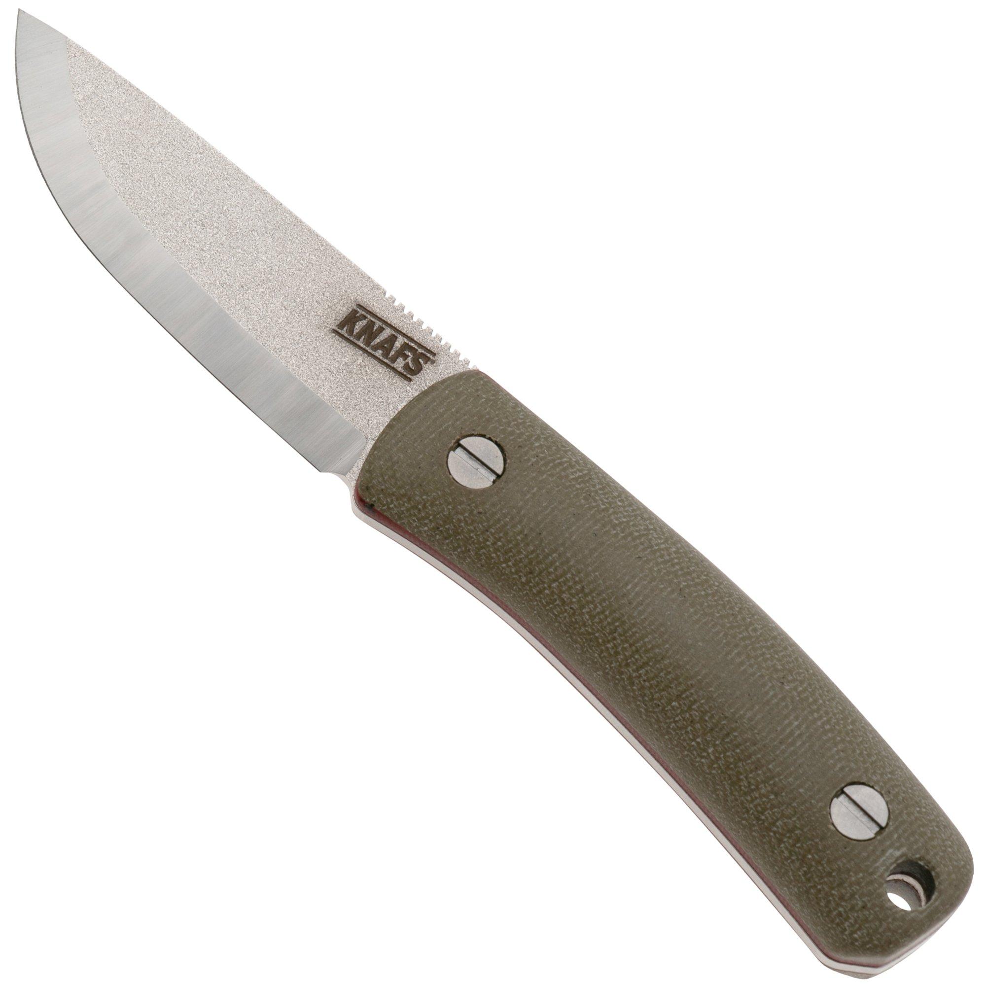 KNAFS Lulu KNAFS-00231 Stonewashed CPM MagnaCut, Green Canvas Micarta, Fahrtenmesser