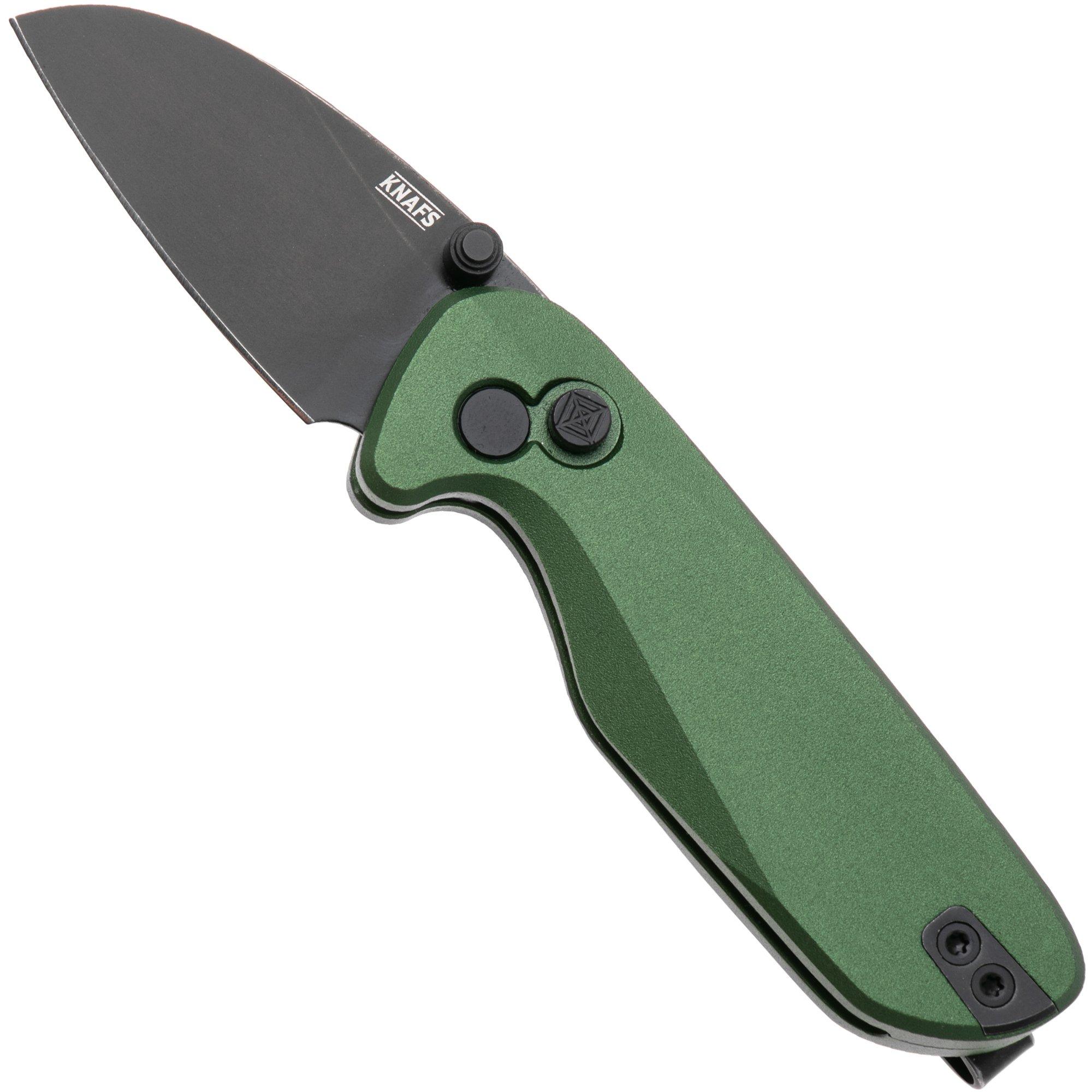 Nóż składany Knafs O.C.T. KNAFS-00576 Blackwashed 14C28N, Green Aluminium, Button Lock