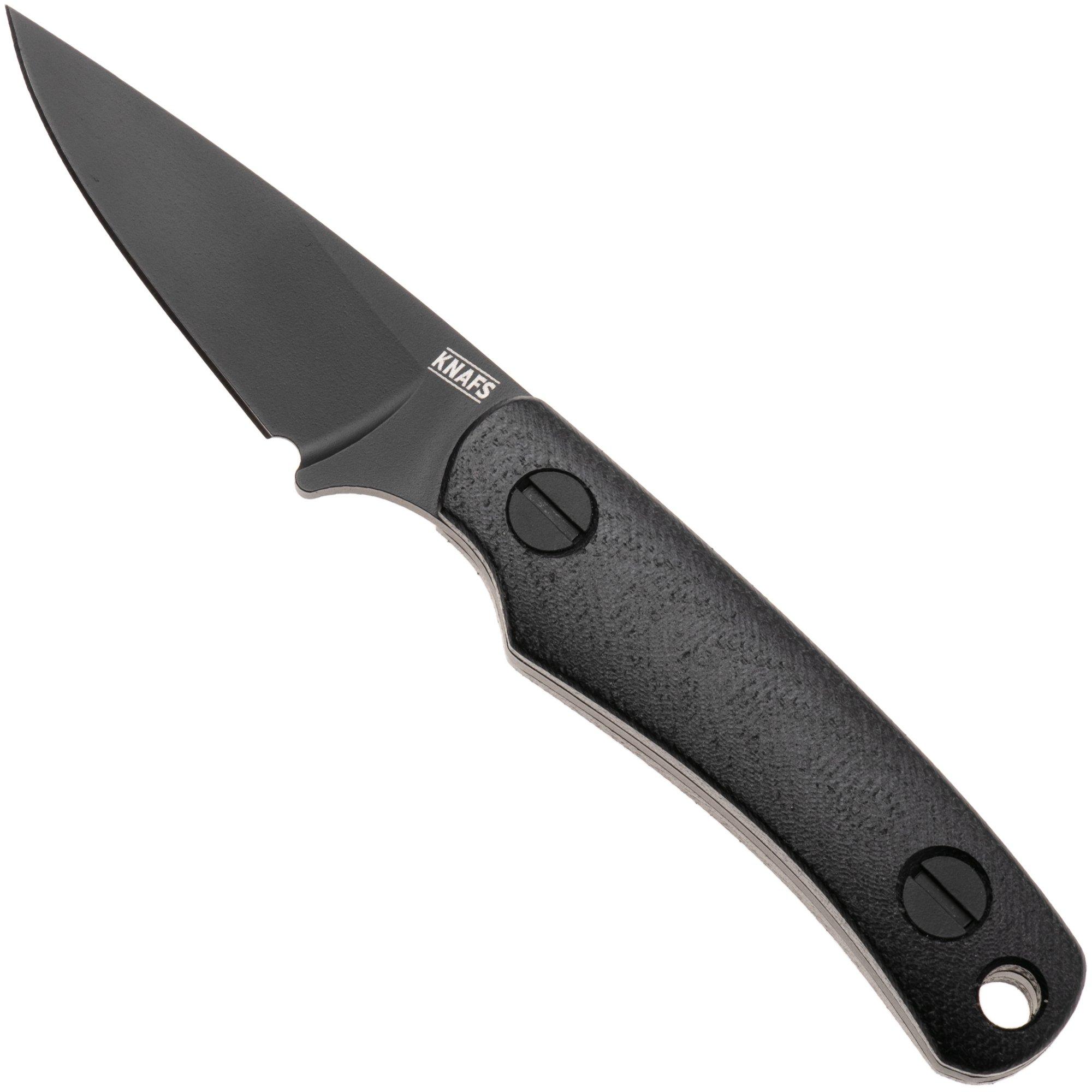 Knafs Little Lulu 00597 Black Cerakote MagnaCut, Black Micarta, vaststaand mes