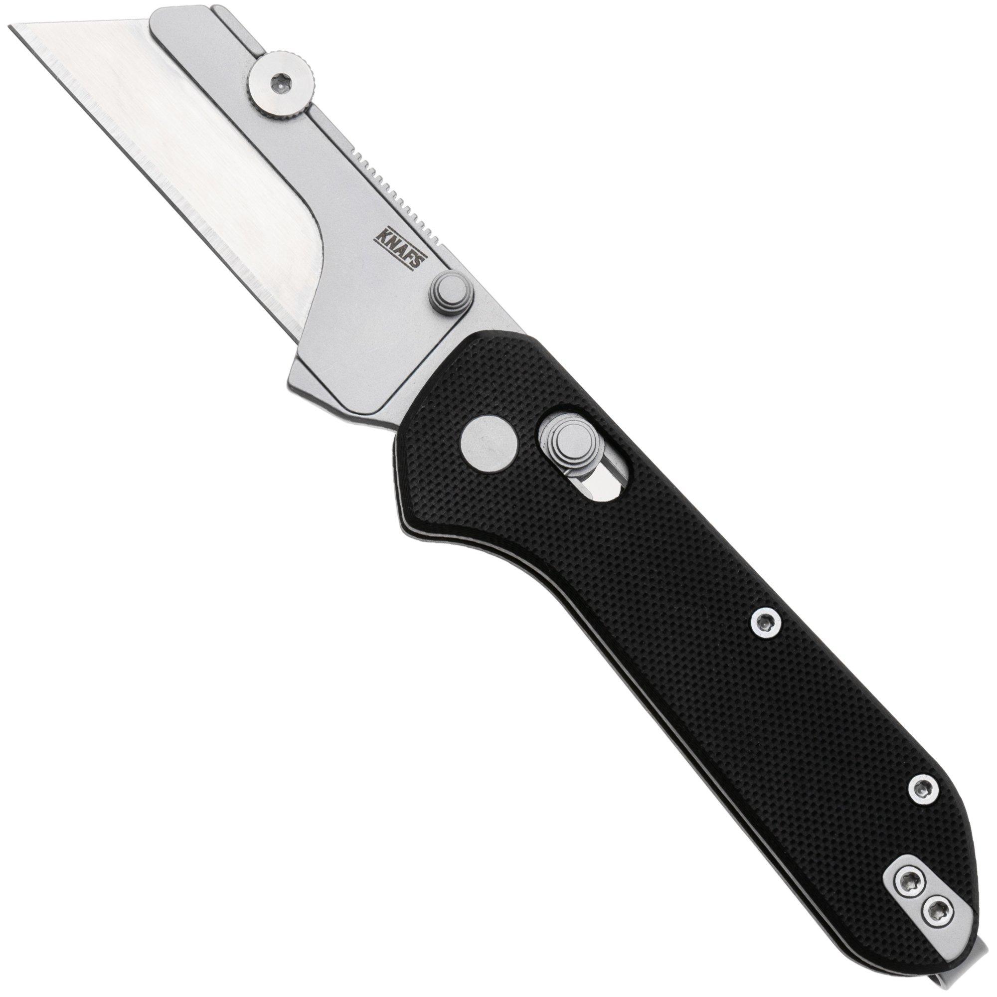 KNAFS Yuti 00625, Stonewashed Blade Holder, Black G10, utility zakmes