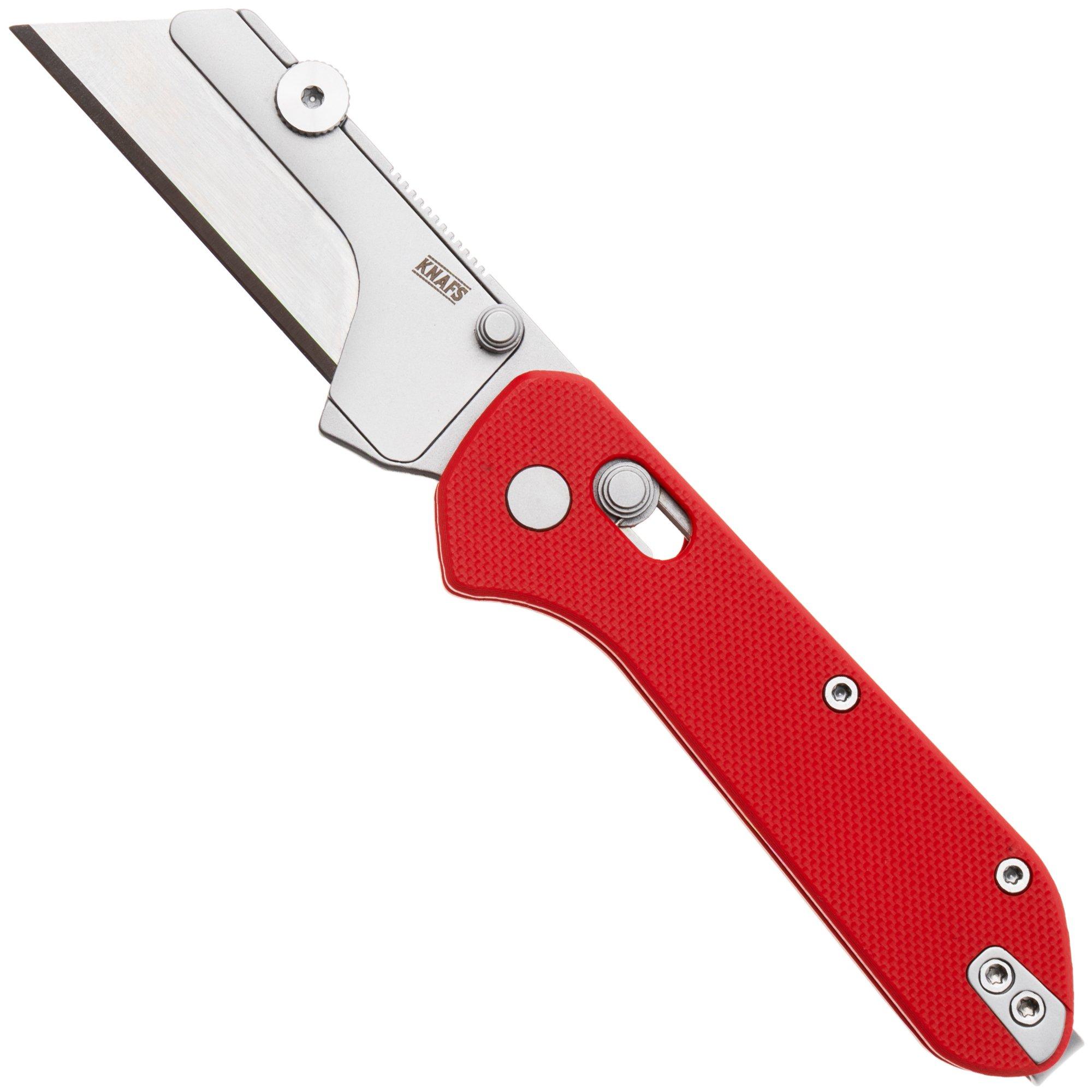KNAFS Yuti 00626, Stonewashed Blade Holder, Red G10, utility zakmes