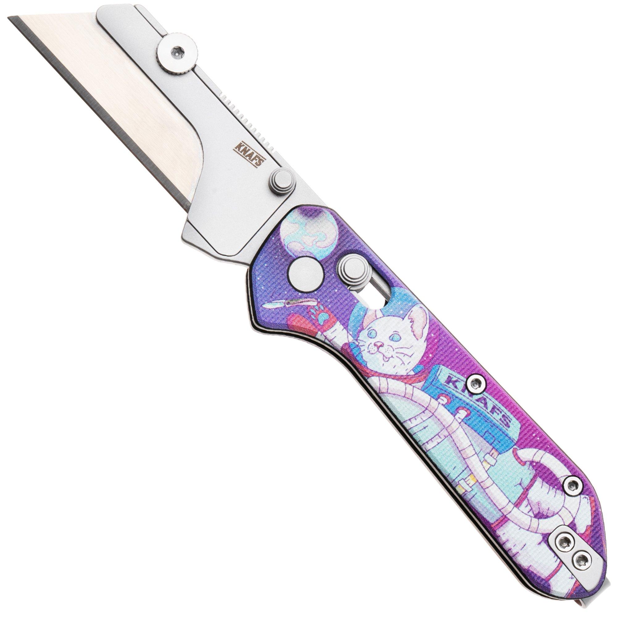 KNAFS Yuti 00659, Stonewashed Blade Holder, Kitty Cosmo Crew G10, utility zakmes