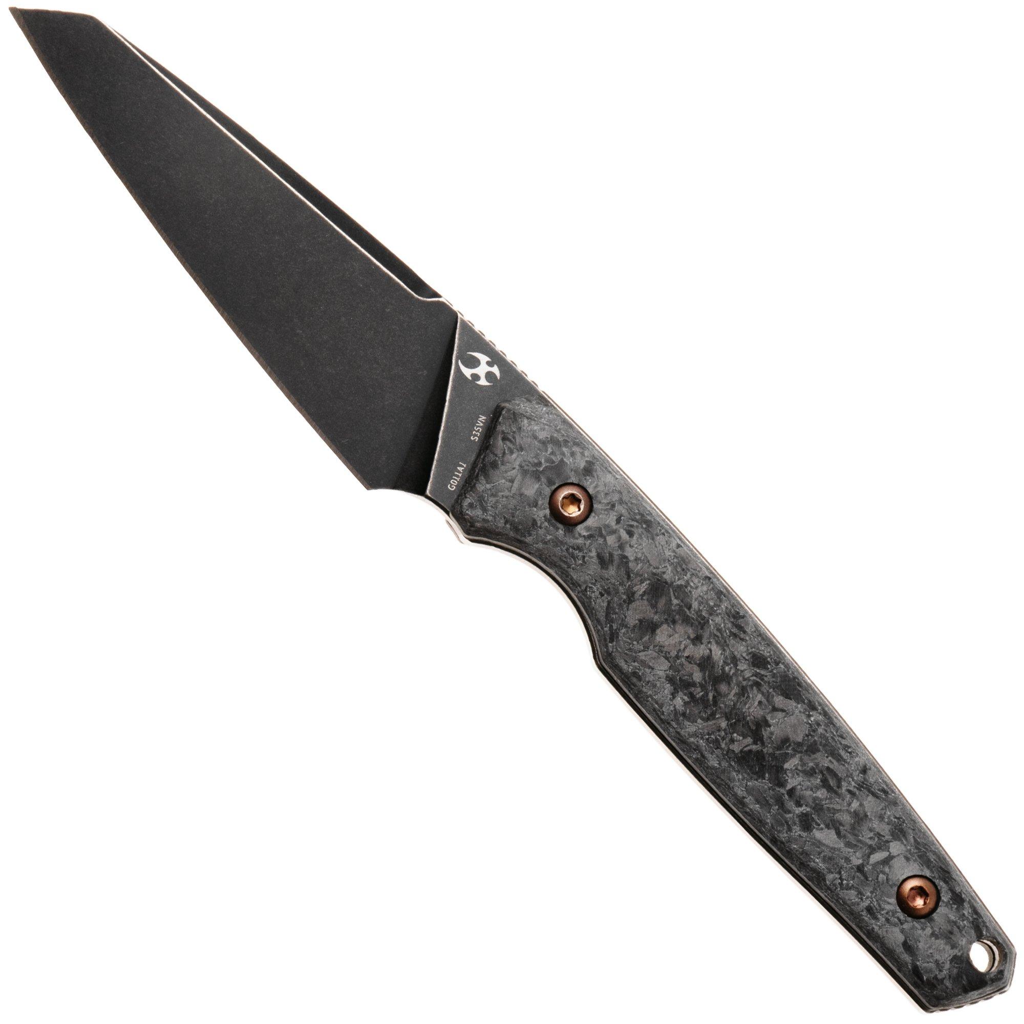 Kansept G011A1 Parr, Blackwashed, S35VN, Black Shred Carbon Fiber, vaststaand mes, Jonathan Styles design