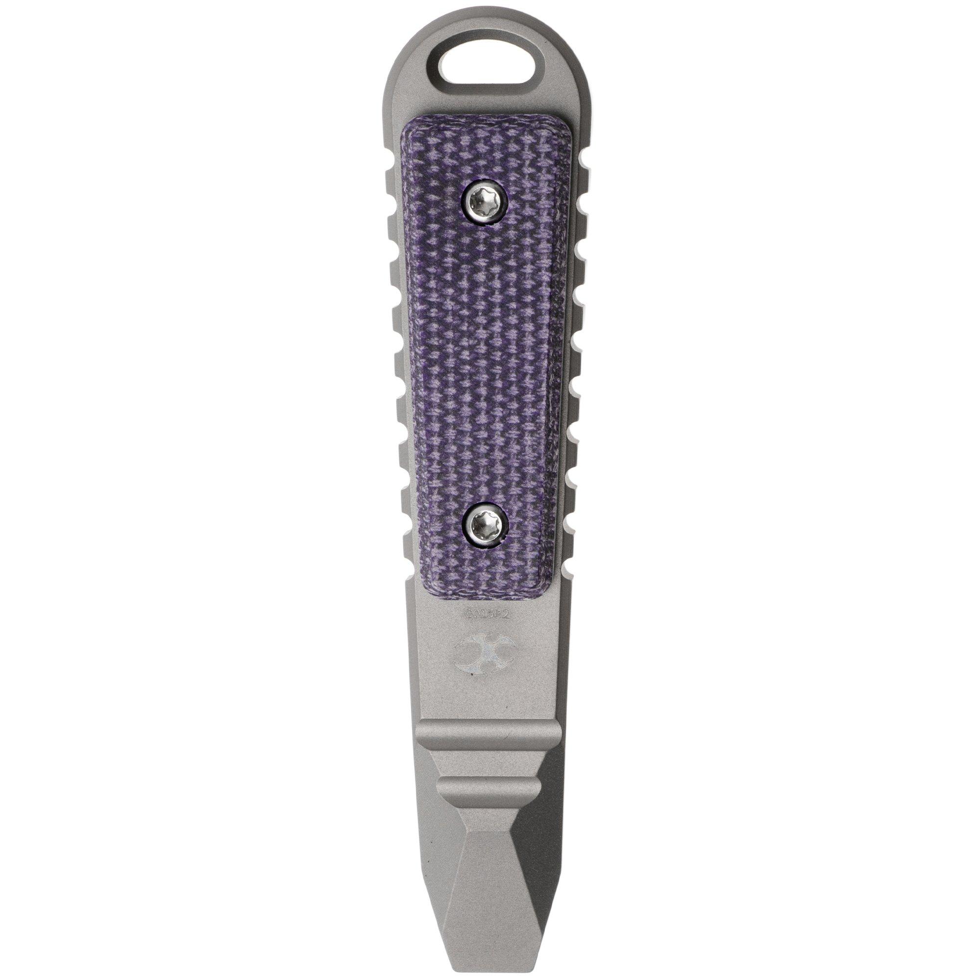 Kansept Kursor G015B2 Plain Titanium, Purple Micarta Inlay, pry bar, Justin Koch design