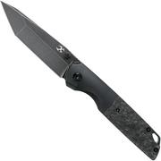 Kansept Warrior K1005T8 Black, Black Titanium, Shredded Carbon fibre pocket knife, Kim Ning design
