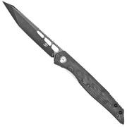 Kansept Lucky Star K1013T3 Blackwashed CPM-S35VN, Rose Pattern Fibra di carbonio, coltello da tasca, design di Max Tkachuk