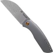 Kansept Convict K1023D1 Damascus, Titanium pocket knife, Chris Conaway design