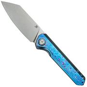 Kansept Bulldozer K1028A3 Stonewashed CPM-20CV, Blue Timascus pocket knife, Kim Ning design