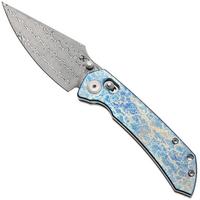 Afbeelding voor Kansept Fenrir K1034V10 Acid-etched Damascus, Lightning Strike Titanium, zakmes, Greg Schob design