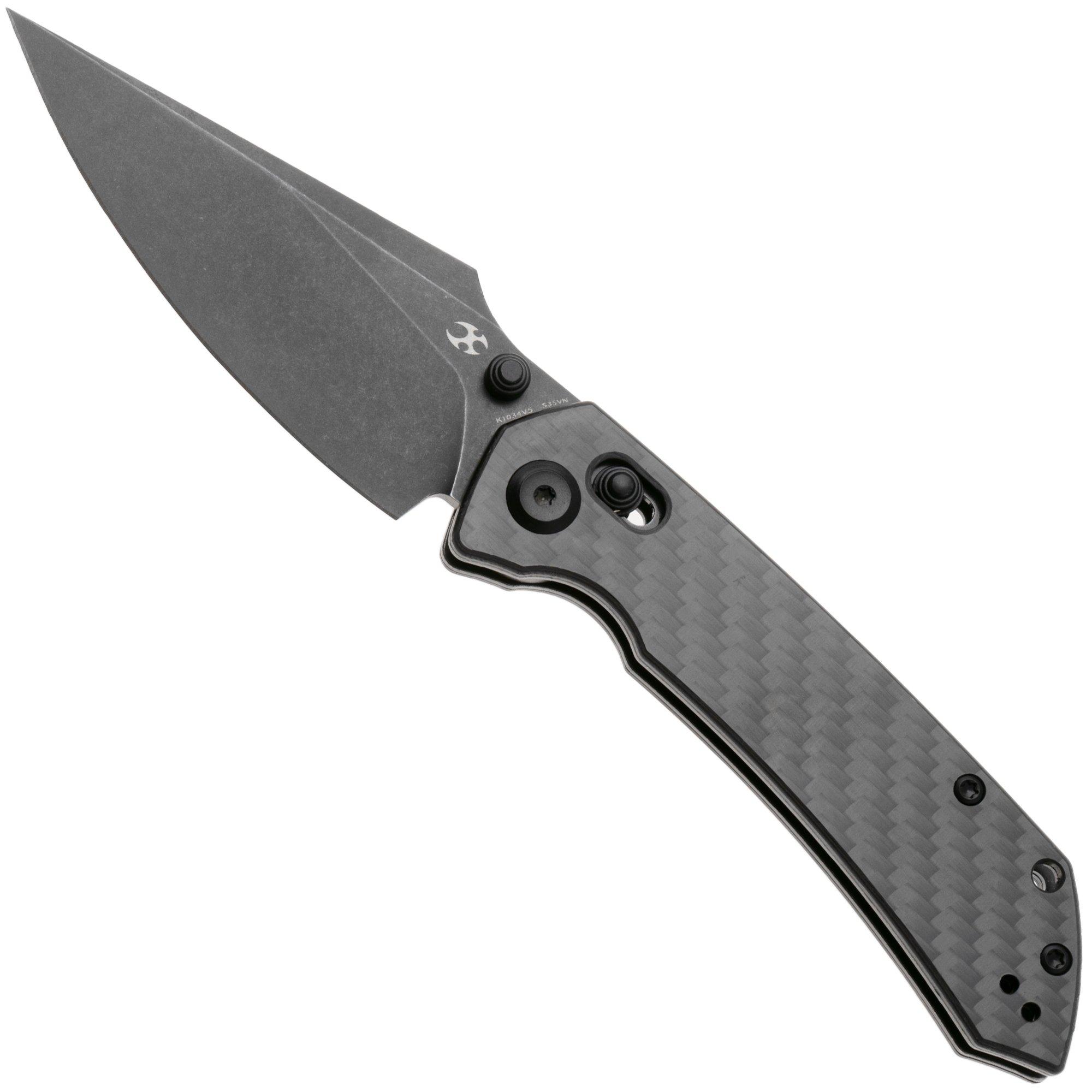 Kansept Fenrir K1034V5 Stonewashed CPM S35VN, Twill Carbon Fiber, zakmes, Greg Schob design
