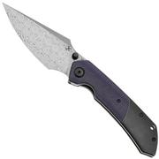 Kansept Fenrir K1034Z2 Damascus, Blackwashed Titanium, Purple Micarta, couteau de poche, Greg Schob design