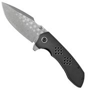 Kansept Entity K1036A3 Damascus, Black Titanium pocket knife, Nalu Knives design