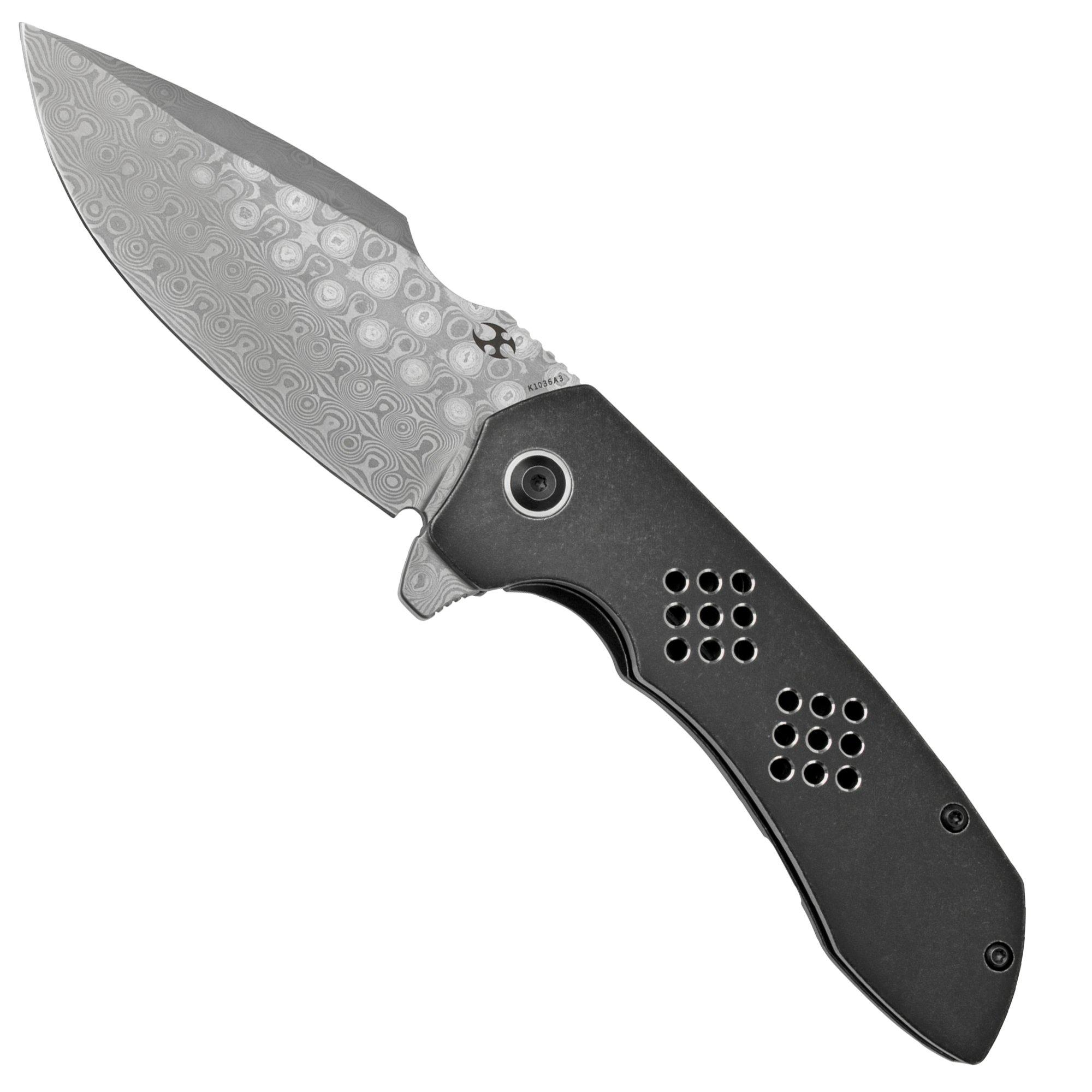 Kansept Entity K1036A3 Damascus, Black Titanium Taschenmesser, Nalu Knives Design