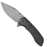 Image for Kansept Entity K1036B3 Damascus, Black Titanium pocket knife, Nalu Knives design