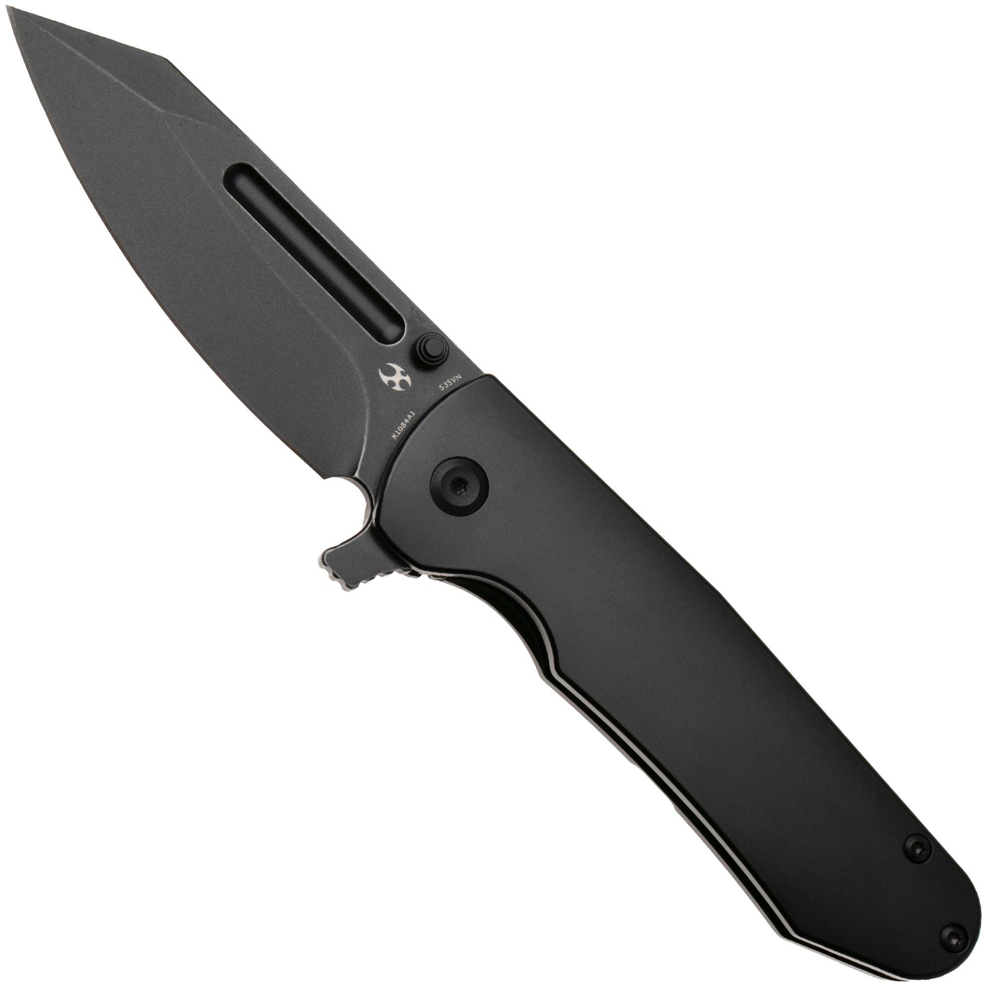 Kansept Superhawk K1084A1, Blackwashed CPM S35VN, Black Anodized Titanium zakmes, Warhawk Knives design