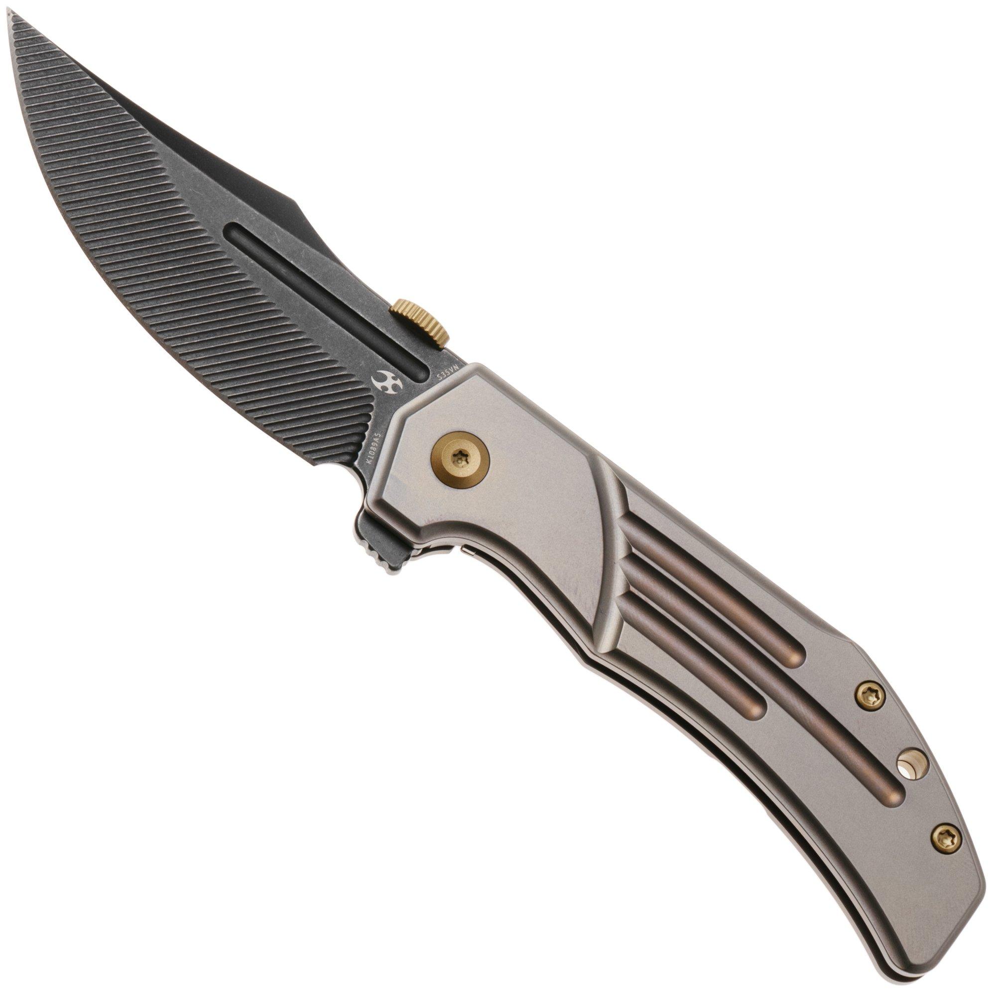 Nóż składany Kansept Orion K1089A5, Milled Blackwashed CPM S35VN, Bronze Anodized Titanium, projekt JB Stout