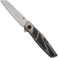 Afbeelding voor Kansept Cru K1092A4, Damascus Steel, Bronze Titanium, Black Carbon Fiber zakmes, Villella Knives design