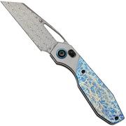 Immagine per Kansept QTRO K1118VA2 Damascus, Stonewashed Titanium, Lightning Strike Finish Ti Inlay, coltellino tascabile, design di Luft Concepts
