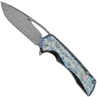 Image for Kansept Mini Kryo K2001S2 Damascus, Lightning Strike Titanium, pocket knife, Kim Ning design