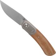 Kansept Reverie K2025A7 Stonewashed, Brown Micarta pocket knife, Justin Lundquist design