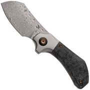 Afbeelding voor Kansept Pluto K3129A3 Acid-etched Damascus, Stonewashed Titanium, Shred Carbon Fiber, zakmes, Munko Knives design