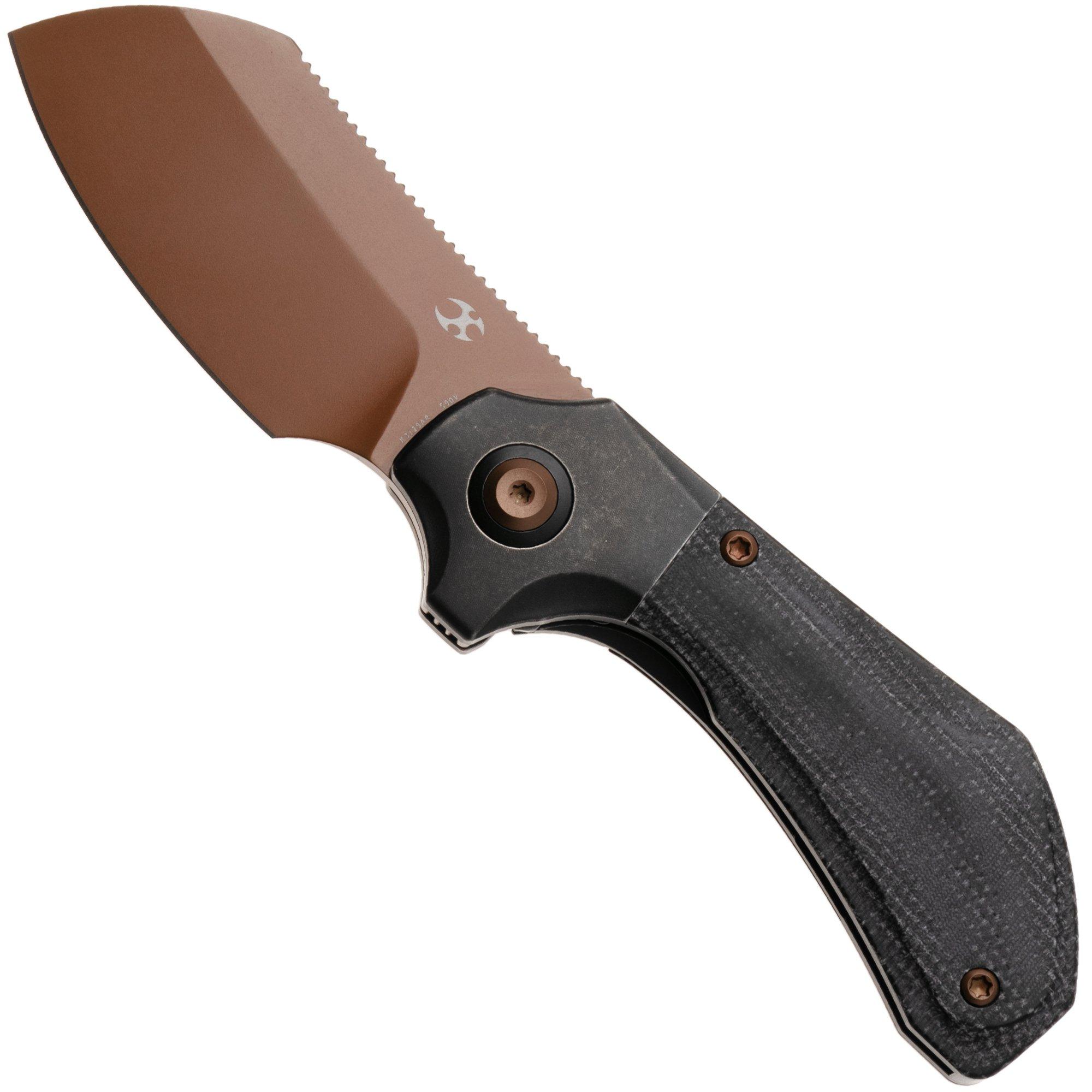 Kansept Pluto K3129A4 Rose Gold CPM S90V, Blackwash Titanium, Black Micarta, coltellino tascabile, design di Munko Knives