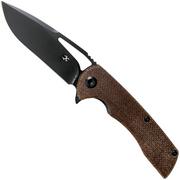 Kansept Kryo T1001B1 Black D2, Brown Micarta pocket knife, Kim Ning design